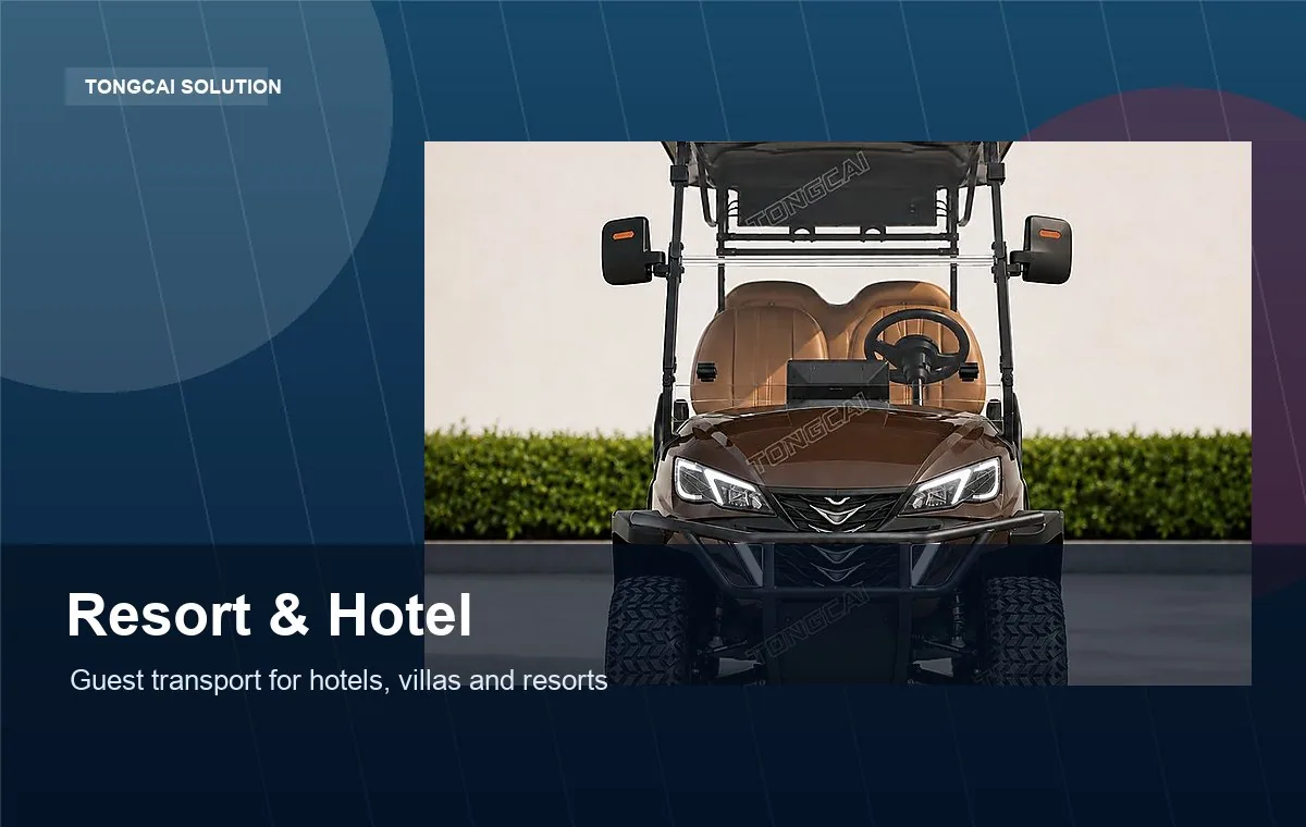 Electric shuttle golf cart for resort and hotel guest transport